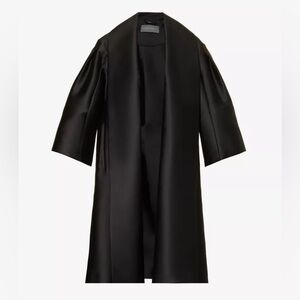 Alberta Ferretti Black Pleated oversized woven jacket